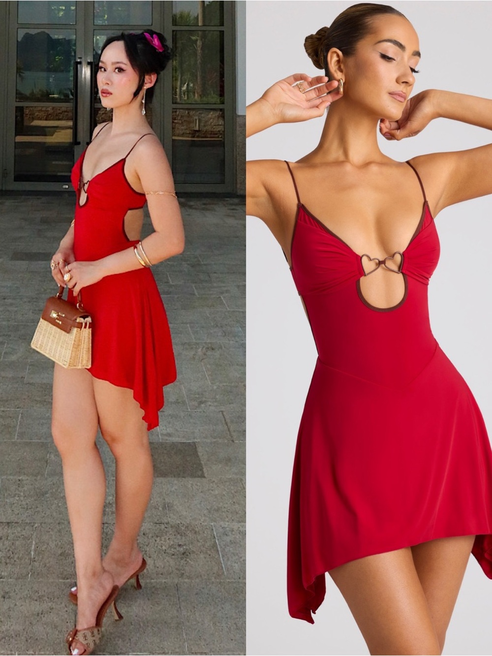 Oh Polly Love Heart Cutout Slinky Mini Dress ♥️🌹